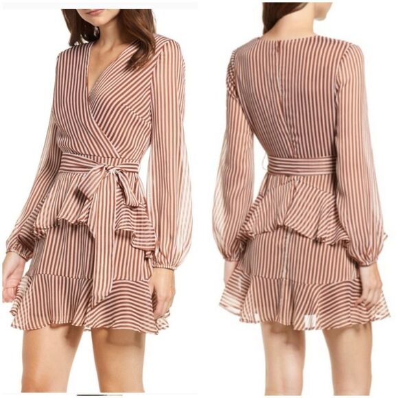 Love, Fire Brown/White Striped Mini Dress SzS/P - Picture 1 of 12